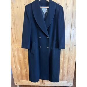 Vintage J. Percy for Marvin Richards Black Wool Long Coat Made in USA Womens